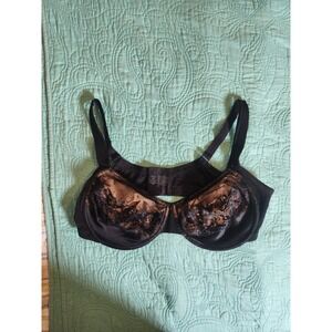 Soma Stunning Support Unlined Bra Black Tan Lace Underwire 42G 0613